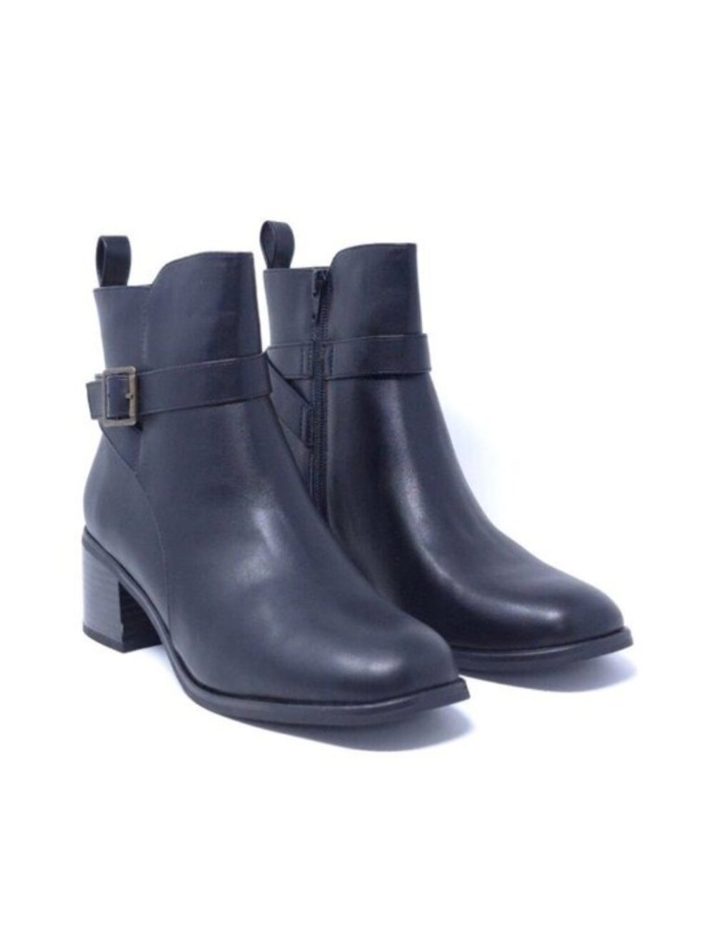 New White Mountain Narrows Black Smooth Block Heel Booties Women’s 9.5M - Picture 2 of 11